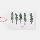 松の木の森のパターン水の色ミニマルカスタム ギフトタグ (裏面横)