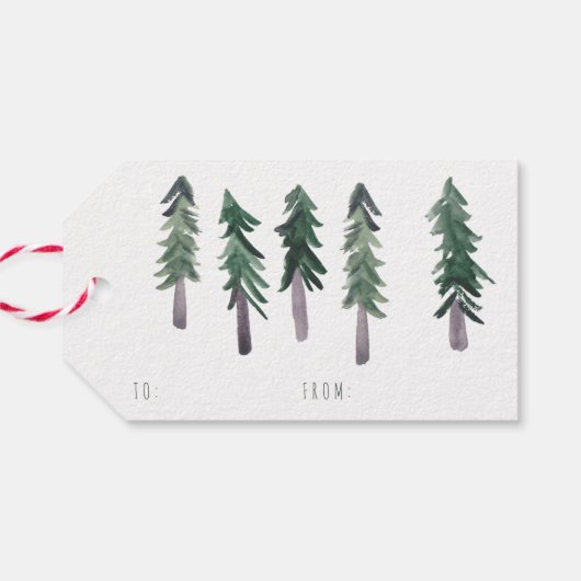 松の木の森のパターン水の色ミニマルカスタム ギフトタグ (裏面横)