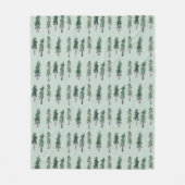 松の木の森のパターン水色 フリースブランケット (正面)