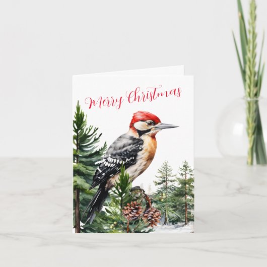 松の木の森の冬の森の木のペッカ シーズンカード (正面)