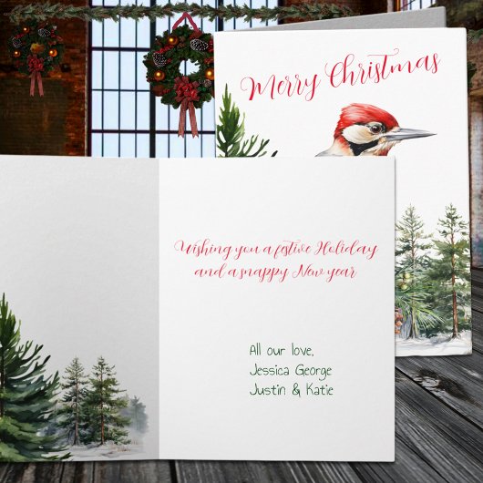 松の木の森の冬の森の木のペッカ シーズンカード