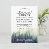 松の木の森の冬の結婚式のリハーサルディナー 招待状 (スタンド正面)