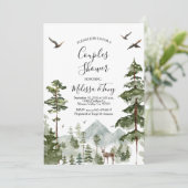 松の木の森の山のカップルのシャワー 招待状 (スタンド正面)