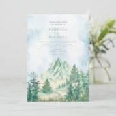 松の木の森の山の水彩招待状 招待状 (スタンド正面)