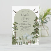 松の木の森の山カップルのシャワーウッドランド 招待状 (スタンド正面)