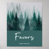 松の木の森の水の色の緑の好意 ポスター (正面)