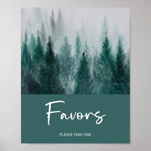 松の木の森の水の色の緑の好意 ポスター (正面)