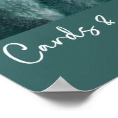 松の木の森の水の色グリーンカードとギフト ポスター (角)