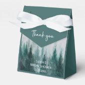 松の木の森の水彩グリーン ブライダルシャワー フェイバーボックス (正面サイド)