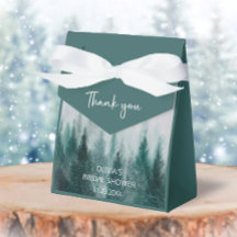 松の木の森の水彩グリーン ブライダルシャワー