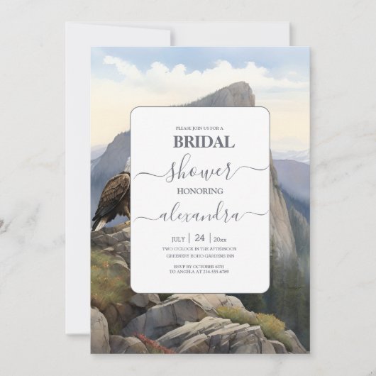 松の木の森の素朴水の色をテーマにしたブライダル 招待状 (正面)