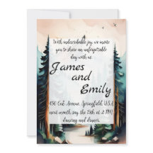 松の木の森の素朴水の色をテーマ結婚にした