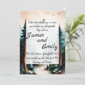 松の木の森の素朴水の色をテーマ結婚にした シーズンカード (スタンド正面)