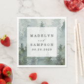 松の木の森の素朴水の色をテーマ結婚にした スタンダードランチョンナプキン (インサイチュ)