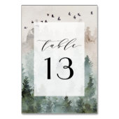 松の木の森の素朴水の色をテーマ結婚にした テーブルナンバー (裏面)