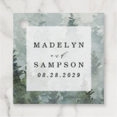 松の木の森の素朴水の色をテーマ結婚にした フェイバータグ (正面)