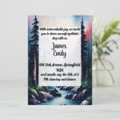 松の木の森の素朴水の色をテーマ結婚にした 招待状 (スタンド正面)