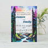 松の木の森の素朴水の色をテーマ結婚にした 招待状 (スタンド正面)