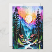 松の木の森の素朴水の色をテーマ結婚にした 招待状 (裏面)