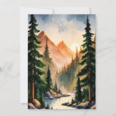 松の木の森の素朴水の色をテーマ結婚にした 招待状 (裏面)