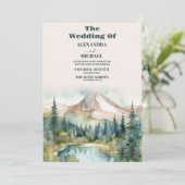 松の木の森の素朴水の色をテーマ結婚にした 招待状 (スタンド正面)