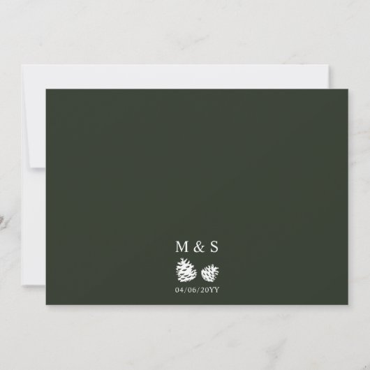 松の木の森の背景写真結婚の セーブザデート (裏面)