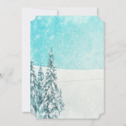 松の木の森の赤ちゃんシャワー外は寒い 招待状 (裏面)