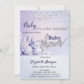 松の木の森の赤ちゃんシャワー外は寒い 招待状 (正面)