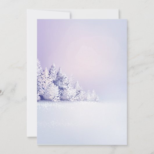 松の木の森の赤ちゃんシャワー外は寒い 招待状 (裏面)