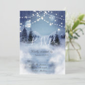 松の木の森の風景・ストリングライトの返信 招待状 (スタンド正面)