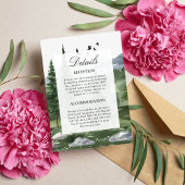 松の木の森をテーマ結婚にしたエンクロージャカード 招待状