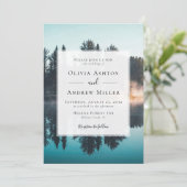 松の木の森を素朴テーマ結婚にした 招待状 (スタンド正面)