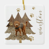 松の木の森カスタムのペット写真と名前ポープリント セラミックオーナメント (正面)