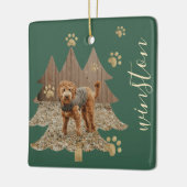 松の木の森カスタムのペット写真と名前ポープリント セラミックオーナメント (左)