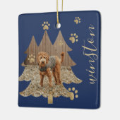 松の木の森カスタムのペット写真と名前ポープリント セラミックオーナメント (左)