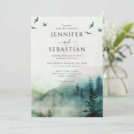 松の木の森素朴の水の色結婚の 招待状 (スタンド正面)