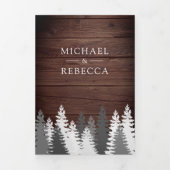 松の木の森素朴の雪結婚 三つ折り招待状 (カバー)