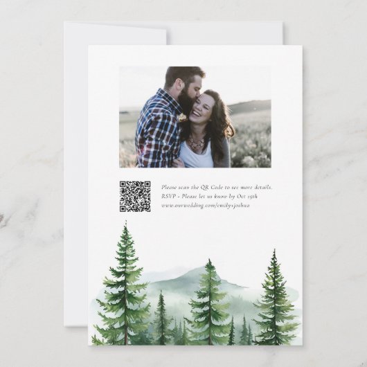 松の木の森QR写真結婚の 招待状 (裏面)