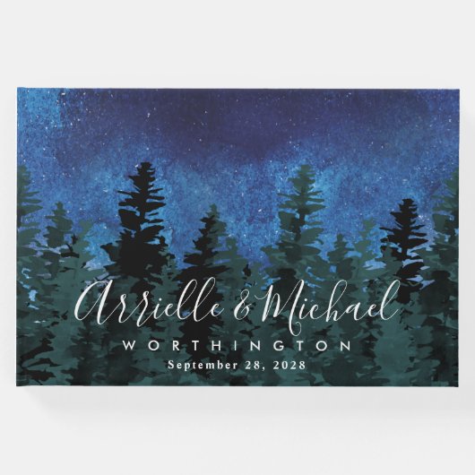 松の木の水の色エバ素朴ーグリーン結婚ズ ゲストブック (正面)