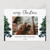 松の木の水の色メリークリスマススクリプト写真 シーズンポストカード (正面)