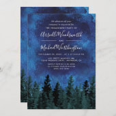 松の木の水彩画エンゲージメントパーティー招待状 招待状 (正面/裏面)