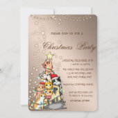 松の木の猫,輝き,光,クリスマスパーティー 招待状 (正面)