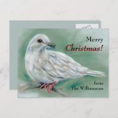 松の木の白い鳩パーソナライズされた シーズンポストカード (正面/裏面)