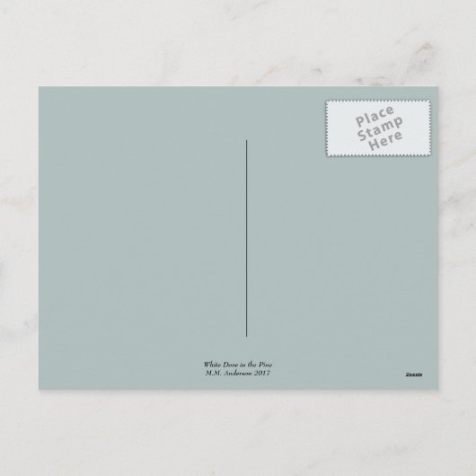 松の木の白い鳩パーソナライズされた シーズンポストカード (裏面)