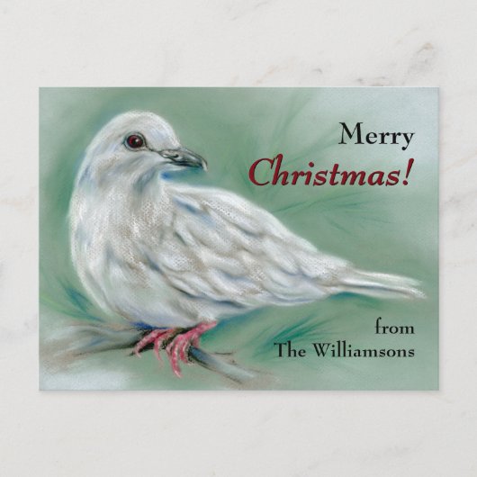 松の木の白い鳩パーソナライズされた シーズンポストカード (正面)