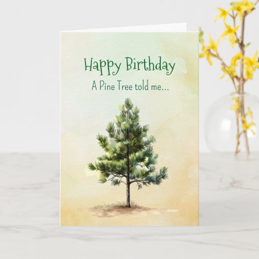 松の木の精誕生日の性格 カード (黄色い花)