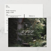 松の木の素朴な森のウェディングへの出欠確認 インビテーションポストカード (正面/裏面)