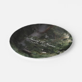 松の木の素朴な森のウェディングレセプション ペーパープレート (アングル)