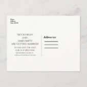 松の木の素朴な森の森 セーブ・ザ・デート パーティー 案内ポストカード (裏面)