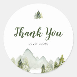 松の木の素朴冒険ベビーシャワー ラウンドシール